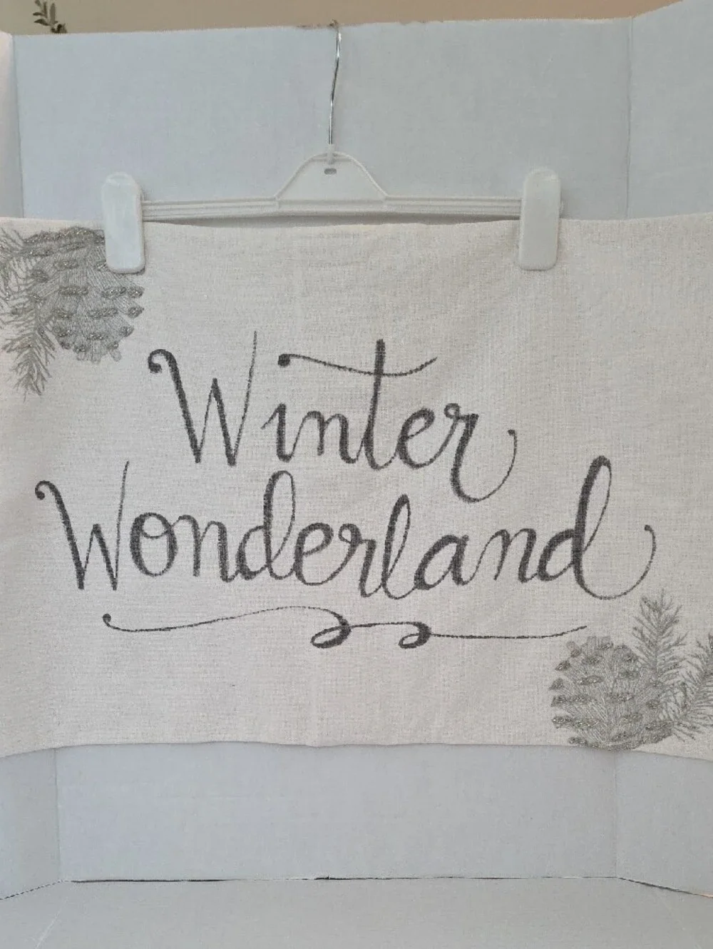 Pottery Barn NWT White Sliver Gray 'Winter Wonderland' Holiday Pillow Cover